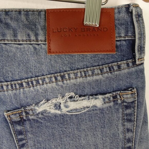 Lucky Brand Bermuda Shorts Women's 29 Blue Denim High Rise Distressed Cotton - Picture 5 of 8
